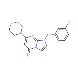 O=c1cc(N2CCOCC2)nc2n(Cc3cccc(Cl)c3)ccn12 ZINC000073310870