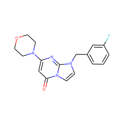 O=c1cc(N2CCOCC2)nc2n(Cc3cccc(F)c3)ccn12 ZINC000073311480