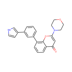 O=c1cc(N2CCOCC2)oc2c(-c3cccc(-c4cc[nH]c4)c3)cccc12 ZINC000101172247