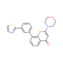 O=c1cc(N2CCOCC2)oc2c(-c3cccc(-c4nccs4)c3)cccc12 ZINC000101172252