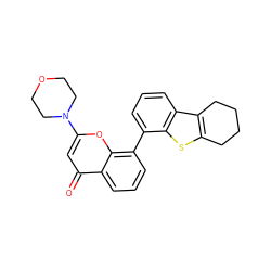 O=c1cc(N2CCOCC2)oc2c(-c3cccc4c5c(sc34)CCCC5)cccc12 ZINC000028529975