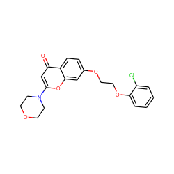 O=c1cc(N2CCOCC2)oc2cc(OCCOc3ccccc3Cl)ccc12 ZINC000013677039