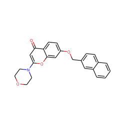 O=c1cc(N2CCOCC2)oc2cc(OCc3ccc4ccccc4c3)ccc12 ZINC000013676996