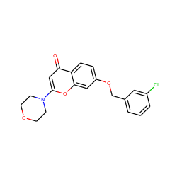 O=c1cc(N2CCOCC2)oc2cc(OCc3cccc(Cl)c3)ccc12 ZINC000013677006