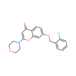 O=c1cc(N2CCOCC2)oc2cc(OCc3ccccc3Cl)ccc12 ZINC000013676985