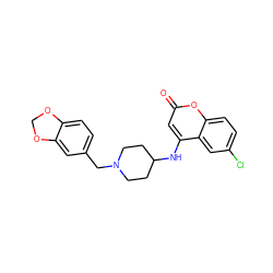 O=c1cc(NC2CCN(Cc3ccc4c(c3)OCO4)CC2)c2cc(Cl)ccc2o1 ZINC000013673195