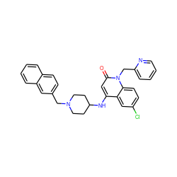 O=c1cc(NC2CCN(Cc3ccc4ccccc4c3)CC2)c2cc(Cl)ccc2n1Cc1ccccn1 ZINC000036126670