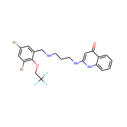 O=c1cc(NCCCNCc2cc(Br)cc(Br)c2OCC(F)(F)F)[nH]c2ccccc12 ZINC000027722023
