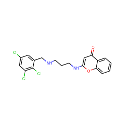 O=c1cc(NCCCNCc2cc(Cl)cc(Cl)c2Cl)oc2ccccc12 ZINC000101011904