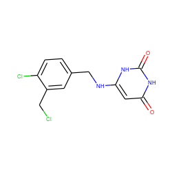 O=c1cc(NCc2ccc(Cl)c(CCl)c2)[nH]c(=O)[nH]1 ZINC000028346746