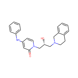 O=c1cc(Nc2ccccc2)ccn1C[C@H](O)CN1CCc2ccccc2C1 ZINC000209707648