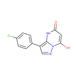 O=c1cc(O)n2ncc(-c3ccc(Cl)cc3)c2[nH]1 ZINC000039651380