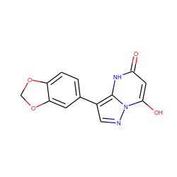 O=c1cc(O)n2ncc(-c3ccc4c(c3)OCO4)c2[nH]1 ZINC000169342395