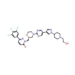 O=c1ccc(-c2cc(F)c(F)c(F)c2)nn1C[C@@H]1CN(c2ncc(-c3cnn(C4CCN(CCO)CC4)c3)cn2)CCO1 ZINC000205727588