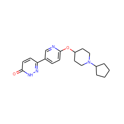 O=c1ccc(-c2ccc(OC3CCN(C4CCCC4)CC3)nc2)n[nH]1 ZINC000082150105