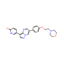 O=c1ccc(-c2cnn3cc(-c4ccc(OCCN5CCOCC5)cc4)cnc23)c[nH]1 ZINC000064513146