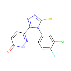 O=c1ccc(-c2nnc(S)n2-c2ccc(F)c(Cl)c2)n[nH]1 ZINC000013545027