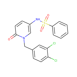 O=c1ccc(NS(=O)(=O)c2ccccc2)cn1Cc1ccc(Cl)c(Cl)c1 ZINC000001396486