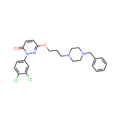 O=c1ccc(OCCCN2CCN(Cc3ccccc3)CC2)nn1-c1ccc(Cl)c(Cl)c1 ZINC001772577327