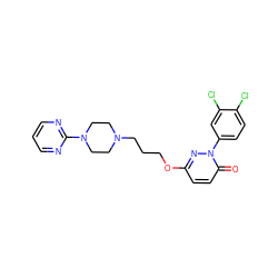 O=c1ccc(OCCCN2CCN(c3ncccn3)CC2)nn1-c1ccc(Cl)c(Cl)c1 ZINC001772599041