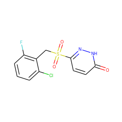 O=c1ccc(S(=O)(=O)Cc2c(F)cccc2Cl)n[nH]1 ZINC000011536177