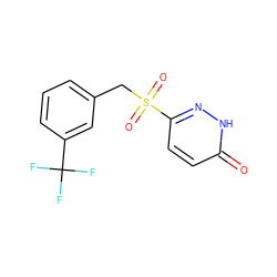 O=c1ccc(S(=O)(=O)Cc2cccc(C(F)(F)F)c2)n[nH]1 ZINC000011536182