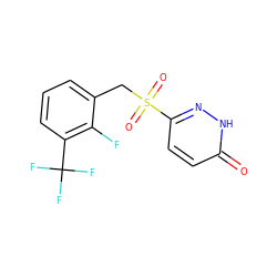 O=c1ccc(S(=O)(=O)Cc2cccc(C(F)(F)F)c2F)n[nH]1 ZINC000011536175