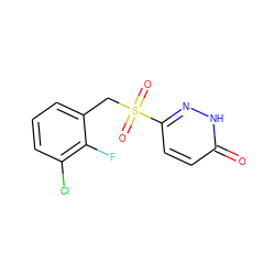 O=c1ccc(S(=O)(=O)Cc2cccc(Cl)c2F)n[nH]1 ZINC000011536176