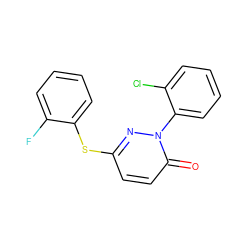 O=c1ccc(Sc2ccccc2F)nn1-c1ccccc1Cl ZINC000014961528