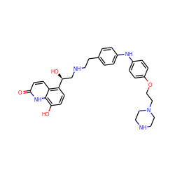 O=c1ccc2c([C@@H](O)CNCCc3ccc(Nc4ccc(OCCN5CCNCC5)cc4)cc3)ccc(O)c2[nH]1 ZINC000114575264