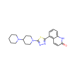 O=c1ccc2c(-c3nnc(N4CCC(N5CCCCC5)CC4)s3)cccc2[nH]1 ZINC000084758531