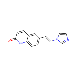 O=c1ccc2cc(/C=C/n3ccnc3)ccc2[nH]1 ZINC000000595909