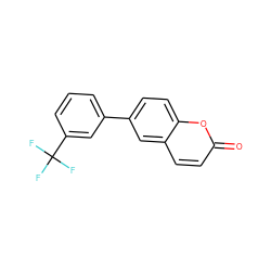 O=c1ccc2cc(-c3cccc(C(F)(F)F)c3)ccc2o1 ZINC000072122817