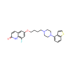 O=c1ccc2cc(OCCCCN3CCN(c4cccc5sccc45)CC3)cc(F)c2[nH]1 ZINC001772630950