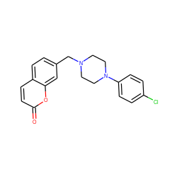 O=c1ccc2ccc(CN3CCN(c4ccc(Cl)cc4)CC3)cc2o1 ZINC000013800744