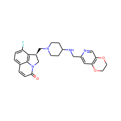 O=c1ccc2ccc(F)c3c2n1C[C@@H]3CN1CCC(NCc2cc3c(cn2)OCCO3)CC1 ZINC000043154344