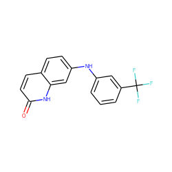 O=c1ccc2ccc(Nc3cccc(C(F)(F)F)c3)cc2[nH]1 ZINC000169353119