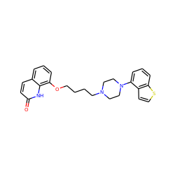 O=c1ccc2cccc(OCCCCN3CCN(c4cccc5sccc45)CC3)c2[nH]1 ZINC001772640104