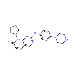 O=c1ccc2cnc(Nc3ccc(N4CCNCC4)cc3)nc2n1C1CCCC1 ZINC000013641478