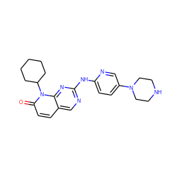 O=c1ccc2cnc(Nc3ccc(N4CCNCC4)cn3)nc2n1C1CCCCC1 ZINC000012355161