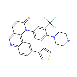 O=c1ccc2cnc3ccc(-c4ccsc4)cc3c2n1-c1ccc(N2CCNCC2)c(C(F)(F)F)c1 ZINC000064527406