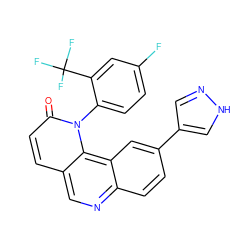 O=c1ccc2cnc3ccc(-c4cn[nH]c4)cc3c2n1-c1ccc(F)cc1C(F)(F)F ZINC000071316867