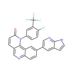 O=c1ccc2cnc3ccc(-c4cnc5[nH]ccc5c4)cc3c2n1-c1ccc(F)c(C(F)(F)F)c1 ZINC000071318478