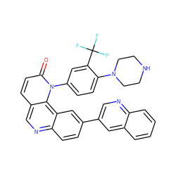 O=c1ccc2cnc3ccc(-c4cnc5ccccc5c4)cc3c2n1-c1ccc(N2CCNCC2)c(C(F)(F)F)c1 ZINC000064755231