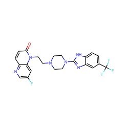 O=c1ccc2ncc(F)cc2n1CCN1CCN(c2nc3cc(C(F)(F)F)ccc3[nH]2)CC1 ZINC000299826463