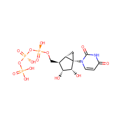 O=c1ccn([C@@]23C[C@H]2[C@H](CO[P@@](=O)(O)O[P@@](=O)(O)OP(=O)(O)O)[C@@H](O)[C@H]3O)c(=O)[nH]1 ZINC000101346570