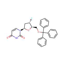 O=c1ccn([C@H]2C[C@H](F)[C@@H](COC(c3ccccc3)(c3ccccc3)c3ccccc3)O2)c(=O)[nH]1 ZINC000012504465