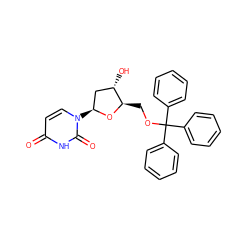 O=c1ccn([C@H]2C[C@H](O)[C@@H](COC(c3ccccc3)(c3ccccc3)c3ccccc3)O2)c(=O)[nH]1 ZINC000005618792