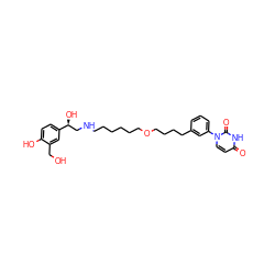 O=c1ccn(-c2cccc(CCCCOCCCCCCNC[C@H](O)c3ccc(O)c(CO)c3)c2)c(=O)[nH]1 ZINC000034016347