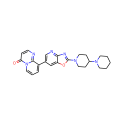 O=c1ccnc2c(-c3cnc4nc(N5CCC(N6CCCCC6)CC5)oc4c3)cccn12 ZINC000073311973